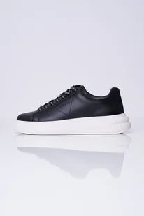 Sneakersy czarne skórzane z białą podeszwą Elba Guess FMPVIBSUE12 43 - Sneakersy męskie - miniaturka - grafika 1