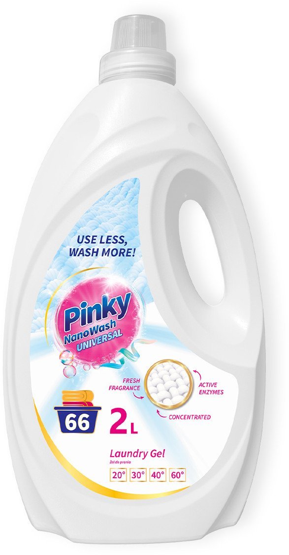 Żel do prania tkanin białych i jasnych 66 prań 2L NanoWash Universal PINKY