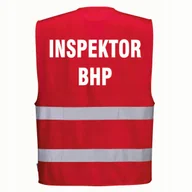 Odzież robocza - Kamizelka odblaskowa PORTWEST F474 Czerwony S/M nadruk INSPEKTOR BHP - miniaturka - grafika 1