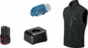 Kurtki rowerowe - Bosch Bosch Heat+Jacket GHV 12+18V kit size 3XL, work clothing black, incl. charger GAL 12V-20 Professional, 1x battery GBA 12V 2.0Ah - miniaturka - grafika 1