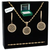 Zestawy biżuterii dla kobiet - ZŁOTY KOMPLET BIŻUTERII DAMSKIEJ STAL CHIRURGICZNA AŻUROWY+DEDYKACJA 60 CM - miniaturka - grafika 1