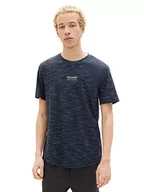 Koszulki męskie - TOM TAILOR Denim Koszulka męska 1036967, 29907, granatowa, biała, Space Dye, XXL, 29907 – Navy White Space Dye, XXL - miniaturka - grafika 1