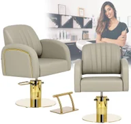 Fotele fryzjerskie - Fotel fryzjerski hydrauliczny obrotowy do salonu fryzjerskiego podnóżek chromowany krzesło fryzjerskie Imperia - miniaturka - grafika 1