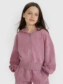 Bluzy dla dziewczynek - 4F Bluza dresowa rozpinana z kapturem dziewczęca 4F JUNIOR x Anna Lewandowska - różowa 122 (6-7 lat) - miniaturka - grafika 1