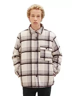 Kurtki męskie - TOM TAILOR Denim Męska kurtka 1037494, 32683, kremowa, szara czarna szpatułka, XL, 32683 – kremowy szary czarny (Creme Grey Black Check), XL - miniaturka - grafika 1