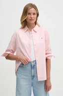 Koszule damskie - Tommy Hilfiger koszula bawełniana damska kolor różowy regular z kołnierzykiem klasycznym WW0WW42019 - miniaturka - grafika 1