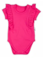 Body dla niemowląt - Dziewczęce body z krótkim rękawem i falbanką różowe Nicol,r.68 - miniaturka - grafika 1