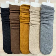 Rajstopy - TEMU Pary 5 Par Damskich Ultra-Miękkich Ciepłych Zimowych Skarpetek Za Kolano (OTK) - Rajstopy z Elastycznym Otworem, Wielokolorowy (Czarny, Brązowy, - miniaturka - grafika 1