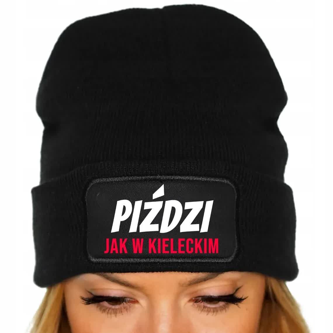 CZAPKA Jesienna BAWEŁNIANA ZIMOWA Czarna PIŹDZI JAK W KIELECKIM Wzory