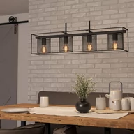 Lampy sufitowe - Żyrandol Catterick, czarny, cztery klatkowe klosze - miniaturka - grafika 1