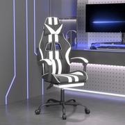 Fotele gamingowe - Vidaxl obrotowy fotel gamingowy z podnóżkiem, czarno-biały - miniaturka - grafika 1