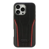 Etui i futerały do telefonów - Audi Genuine Leather MagSafe iPhone 16 Pro Max 6.9" czarno-czerwony/black-red hardcase AU-TPUPCMIP16PM-R8/D3-RD - miniaturka - grafika 1