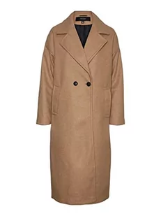 VERO MODA Vmspencer Long Coat Noos płaszcz damski, Tigers Eye/Szczegóły: melanż, L - Płaszcze damskie - miniaturka - grafika 1