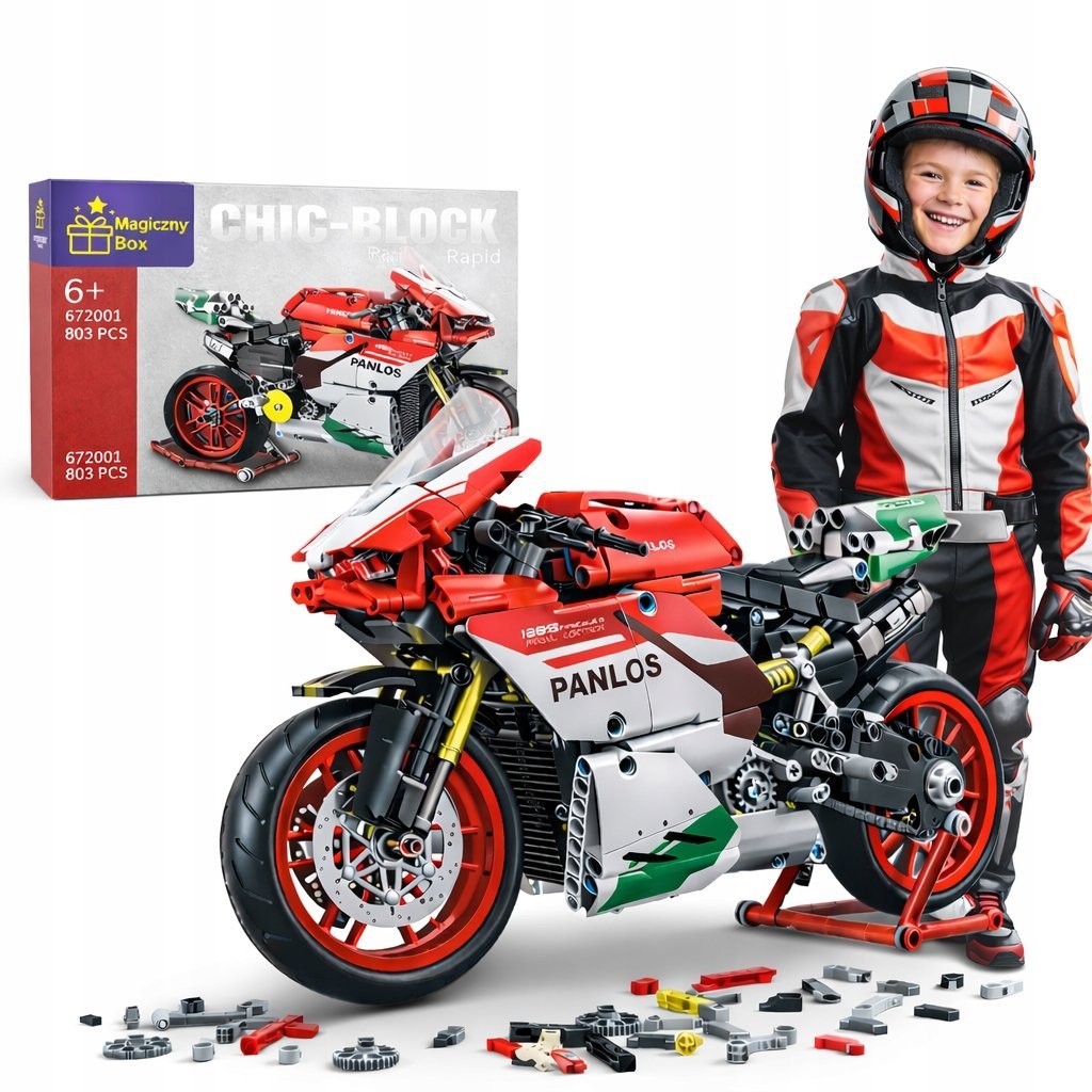 KLOCKI KONSTRUKCYJNE MOTOCYKL DUCATI 803 EL PREZENT DLA DZIECI ZESTAW