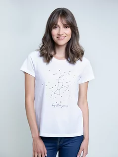 Koszulki i topy damskie - Koszulka damska z motywem astrologicznym biała Unana 101 - grafika 1