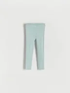 Spodnie i spodenki dla dziewczynek - Reserved - Prążkowane legginsy - jasnoturkusowy - miniaturka - grafika 1