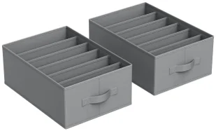 Zestaw 2 szarych organizerów z przegrodami R8-T35 - Pudła i pojemniki do przechowywania - miniaturka - grafika 1