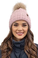 Czapki damskie - Vivisence czapka damska bobble - ciepła i przytulna na zimę i jesień Elegancka czapka zimowa z nakryciem głowy bobble dla kobiet Klasyczna czapka - różowa - miniaturka - grafika 1