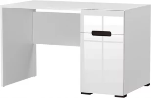 Biurko białe połysk 120 cm prawe SYDNEY fronty MDF - Biurka - miniaturka - grafika 1