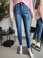 Spodnie damskie - Jeansy Slim Fit - ciemny niebieski S - miniaturka - grafika 1