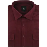 Koszule męskie - Duża Koszula Męska Sztruksowa Codzienna Casual gładka bordowa z długim rękawem Duże rozmiary Laviino J545 - miniaturka - grafika 1