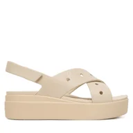 Sandały damskie - Sandały Crocs Brooklyn 4U Cross Strap Sandal 212254 Beżowy - miniaturka - grafika 1