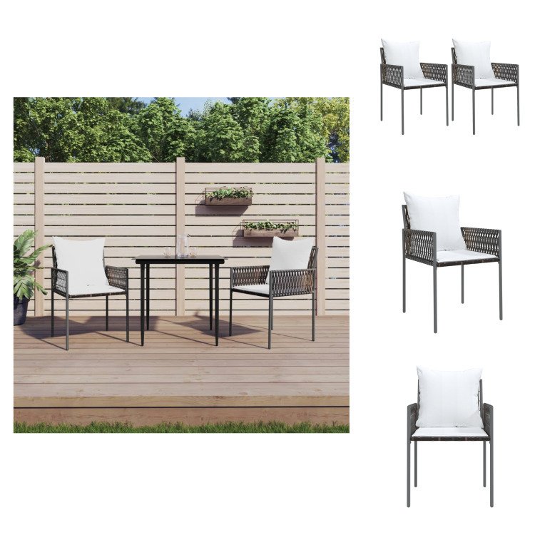vidaXL Krzesła ogrodowe z poduszką 2 szt. Brązowy 54x61x83 cm Poli rattan - Krzesła ogrodowe