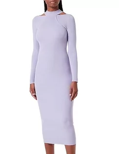 Sukienki - HUGO Damska lekka/pastelowa fioletowa sukienka z dzianiny, Jasny/pastelowy purpurowy, S - grafika 1