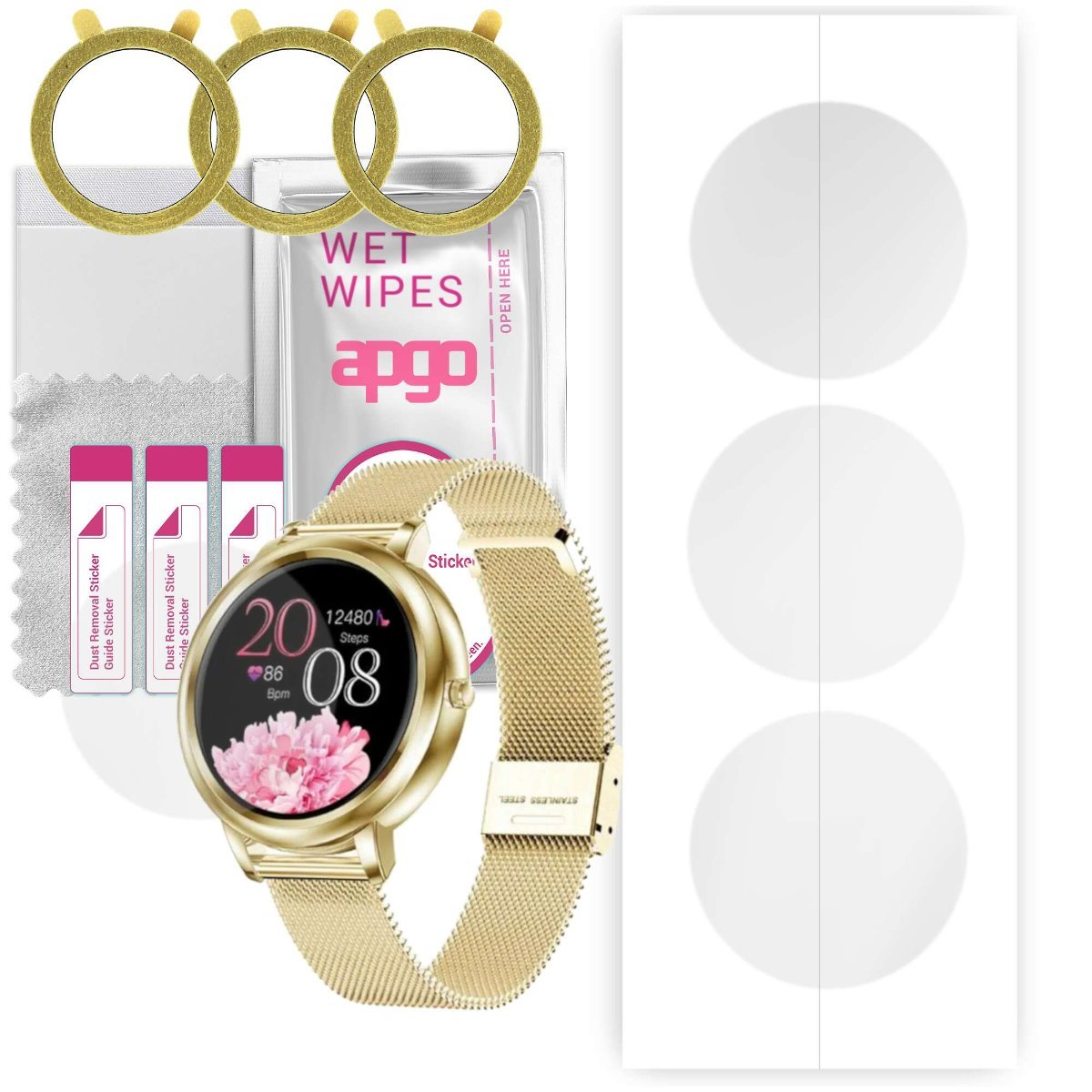 3x Folia hydrożelowa do Pacific Gold PC00156 - apgo Smartwatch Hydrogel Protection Ochrona na ekran smartwatcha