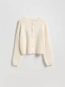 Swetry damskie - Reserved - Kardigan z dekoracyjnymi guzikami - złamana biel - miniaturka - grafika 1