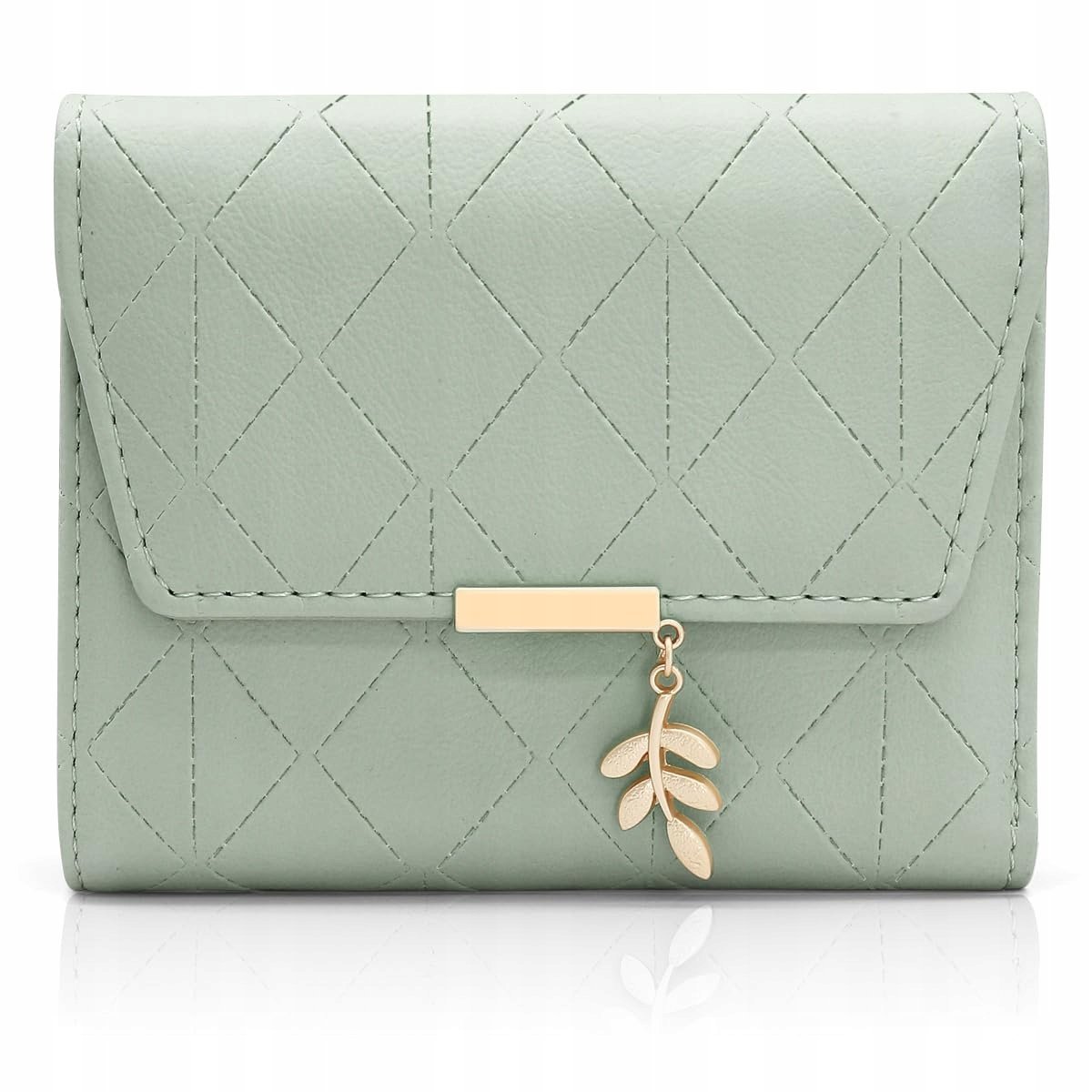 REETEE Portfel Damski Skórzany Zielony z Przegródkami