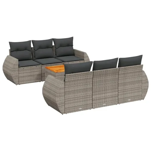 Zestaw mebli ogrodowych modułowych szary rattan PE, wymiary: 55-70 x 62 x