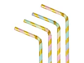 Słomki do napojów - Słomki papierowe kolorowe w paski - 19,5 cm - 10 szt. - miniaturka - grafika 1