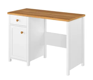 Elior Białe biurko z dębowym blatem Z5-B45 - Biurka - miniaturka - grafika 1