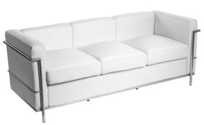 D2.Design Sofa trzyosobowa Kubik biała skóra TP 28509