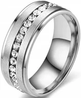 Pierścionki - Elegancki Srebrny Pierścionek z Brylantami Sygnet Pierścień Stal Szlachetna - miniaturka - grafika 1