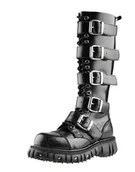 Botki męskie - glany NEVERMIND - CZARNE (20 dziurek + 5 klamer + suwaki) polerowane-46 - miniaturka - grafika 1