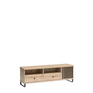 Szafki RTV - Minio, szafka pod TV "CALI 6", listwy, 160 cm, z metalowymi nogami, dąb Artisan / kolor czarny - miniaturka - grafika 1