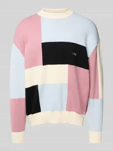 Sweter z dzianiny z wyhaftowanym logo model ‘LOGO PATCHWORK’ - Swetry męskie - miniaturka - grafika 1