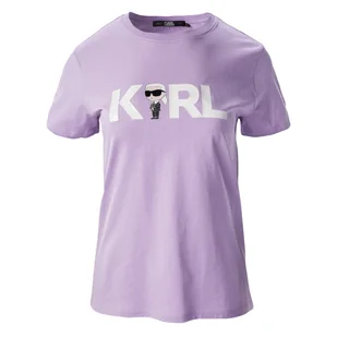 Damska Koszulka z krótkim rękawem KARL LAGERFELD IKONIK 2.0 KARL LOGO T-SHIRT 230W1706-66 – Fioletowy - Koszulki i topy damskie - miniaturka - grafika 1