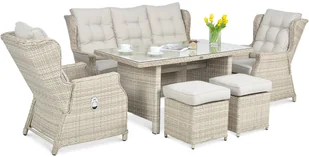 Meble technorattanowe BALTIMORE DINING + PUFY Beige - Meble ogrodowe - miniaturka - grafika 1
