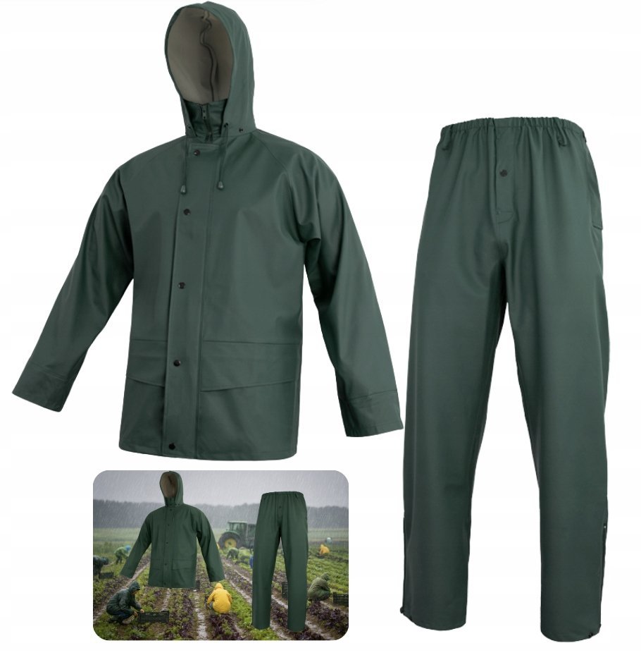 UBRANIE PRZECIWDESCZOWE ROBOCZE KOMPLET WODOODPORNY SPODNIE KURTKA BHP S
