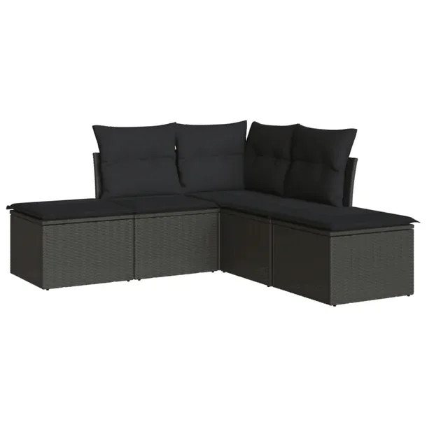 Zestaw wypoczynkowy ogrodowy 5-os. czarny rattan PE, 172 x 172 x 69 cm