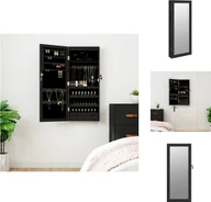 Szafki łazienkowe - vidaXL Lustrzana szafka na biżuterię z oświetleniem LED do montażu na ścianie, czarna - Lustro - miniaturka - grafika 1