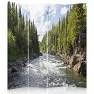 Parawany - Parawan dwustronny FEEBY, Las Zielony Rzeka Natura 145x170 - miniaturka - grafika 1