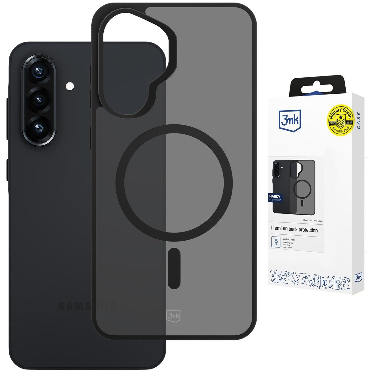 Przydymione etui z MagSafe na Samsung Galaxy A57 - 3mk HARDY® Hazy MagCase™ Black