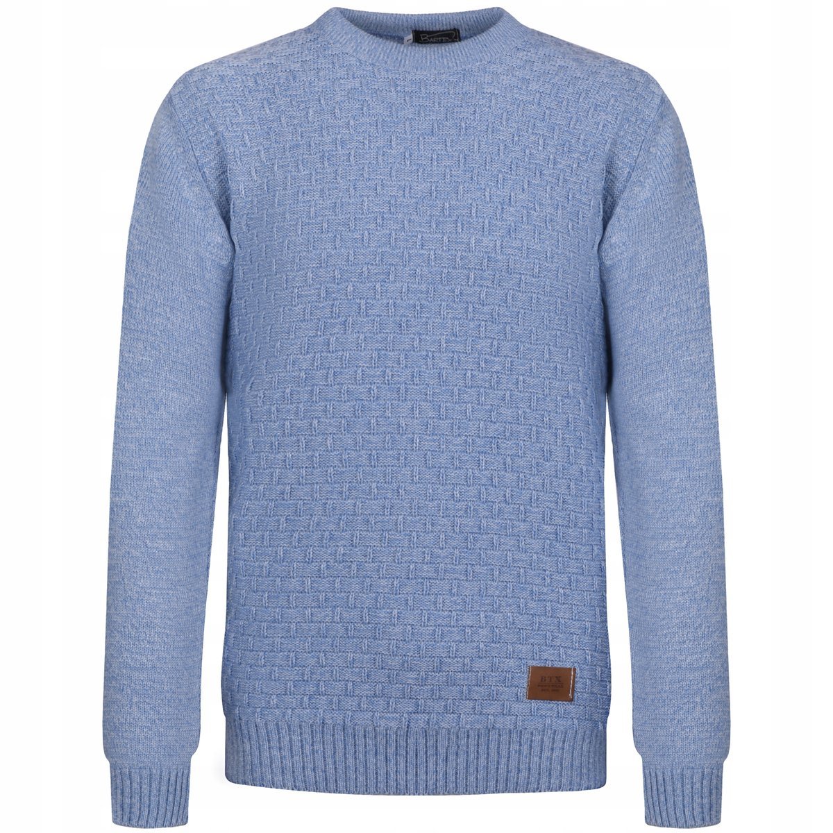 SWETER MĘSKI GŁADKI CEGIEŁKA ELEGANCKI CIEPŁY MIŁY - BŁĘKITNY - M