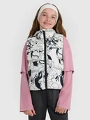 Kurtki i płaszcze dla dziewczynek - 4F Bezrękawnik puchowy z wypełnieniem syntetycznym dziewczęcy - biały 122 (6-7 lat) - miniaturka - grafika 1