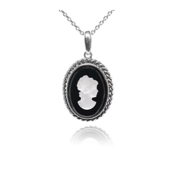 ankabizuteria.pl Zawieszka srebrna z czarnym onyksem KAMEA z oksydowa