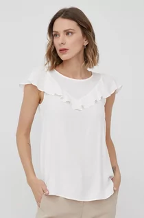 Bluzki damskie - Pennyblack bluzka z domieszką jedwabiu damska kolor biały gładka - grafika 1